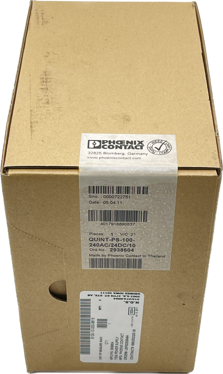 PHOENIX CONTACT QUINT-PS-100-240AC/24DC/10 DIN Rail Power Supply 24V DC 10A New