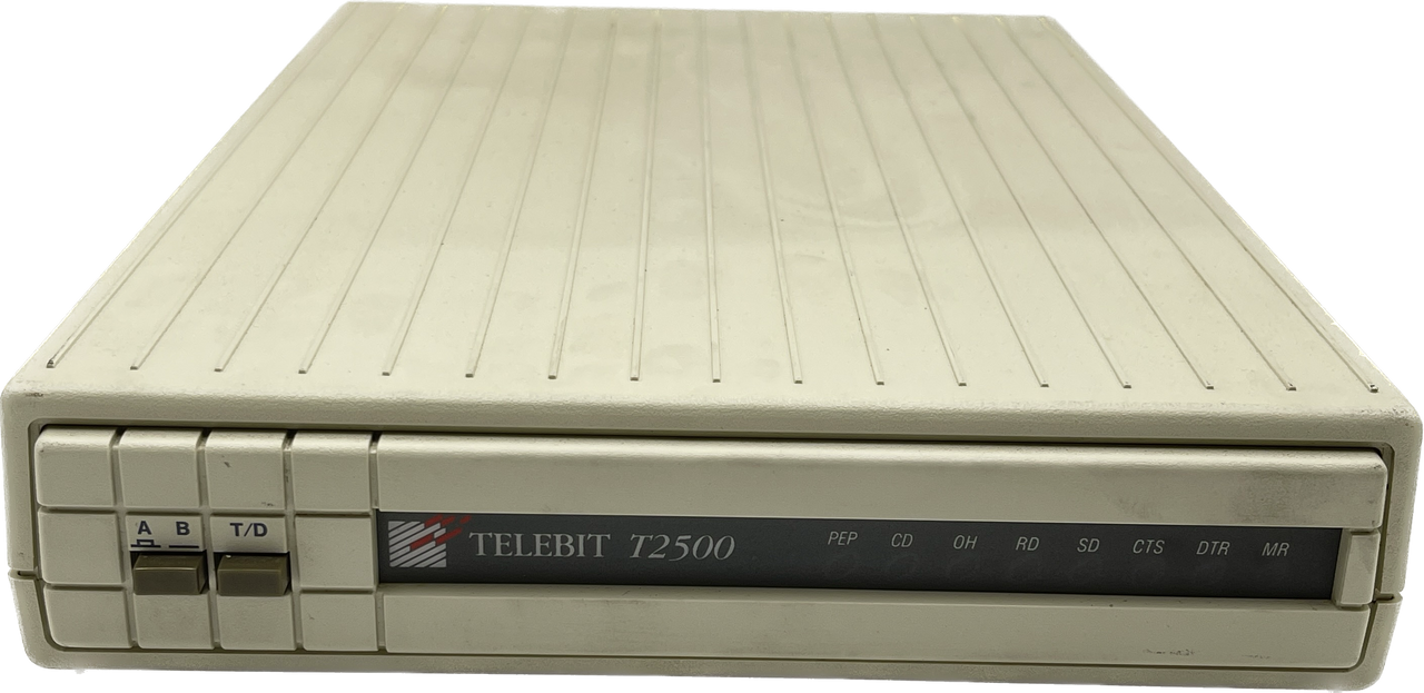 TELEBIT T2500 TRAILBLAZER PLUS EXTERNAL MODEM W/ POWER SUPPLY - POWER TESTED