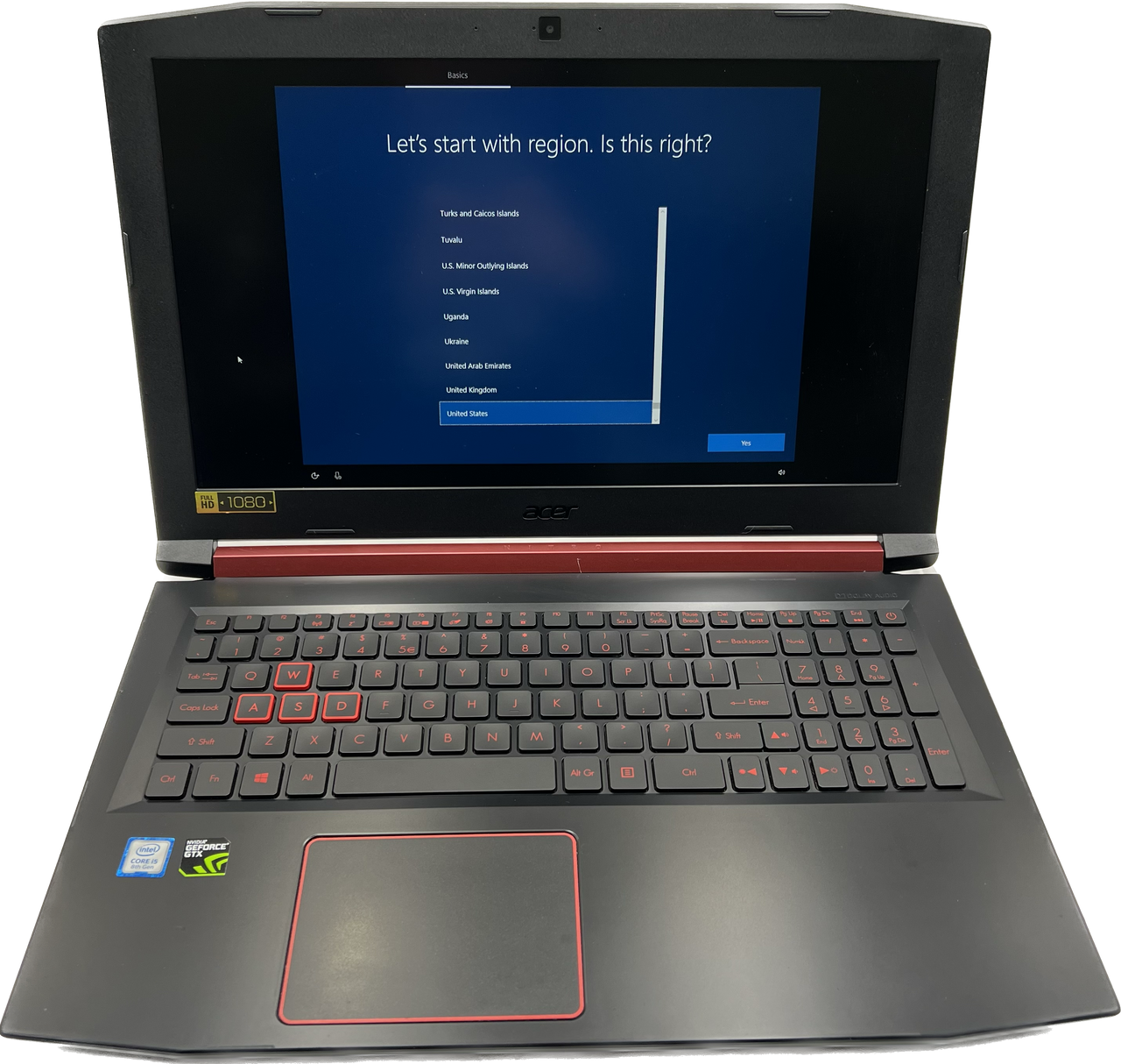 ACER LAPTOP NITRO 5 15.6" (INTEL 2.30GHz, i5-8300H, 16GB RAM, 1TB HDD) W10P