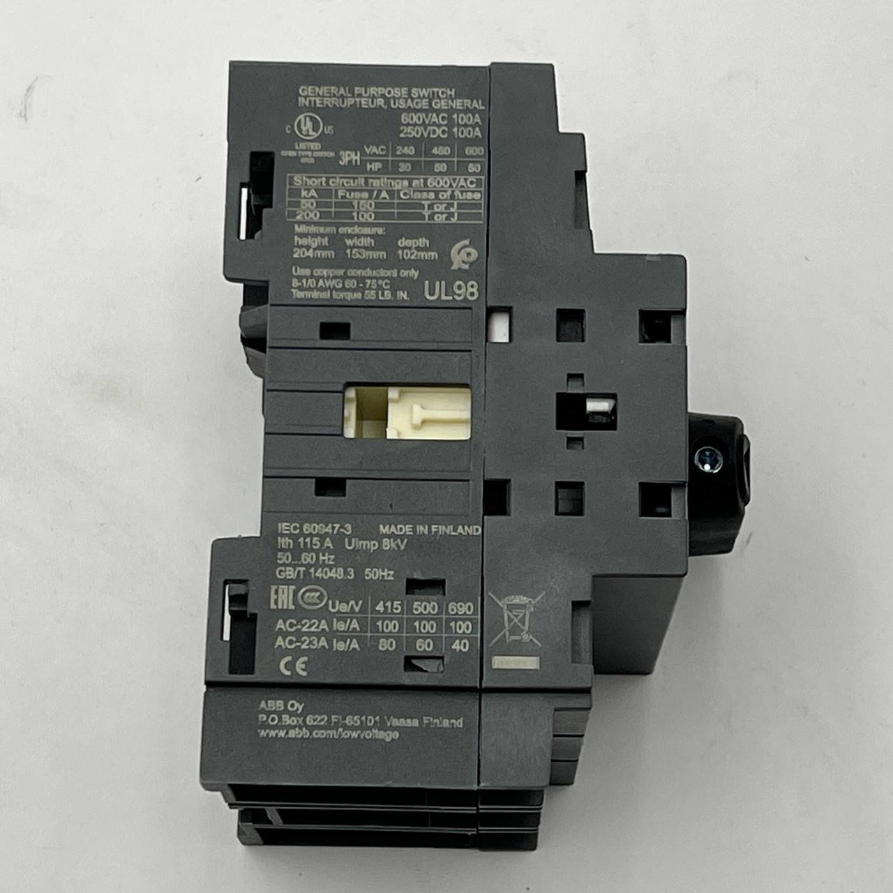 ABB OT100F3 110-600V Non-Fused [Disconnect Switch] - NEW