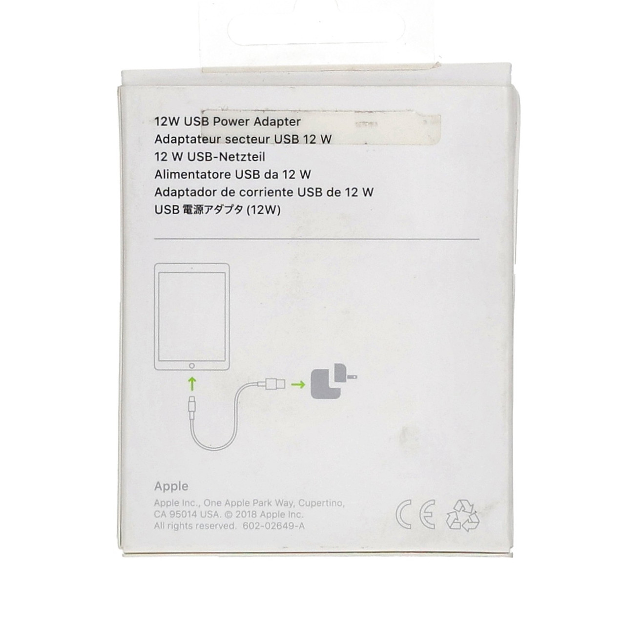 Apple USB 12W Power Adapter Genuine OEM Charger MGN03AM/A for iPhone & iPad
