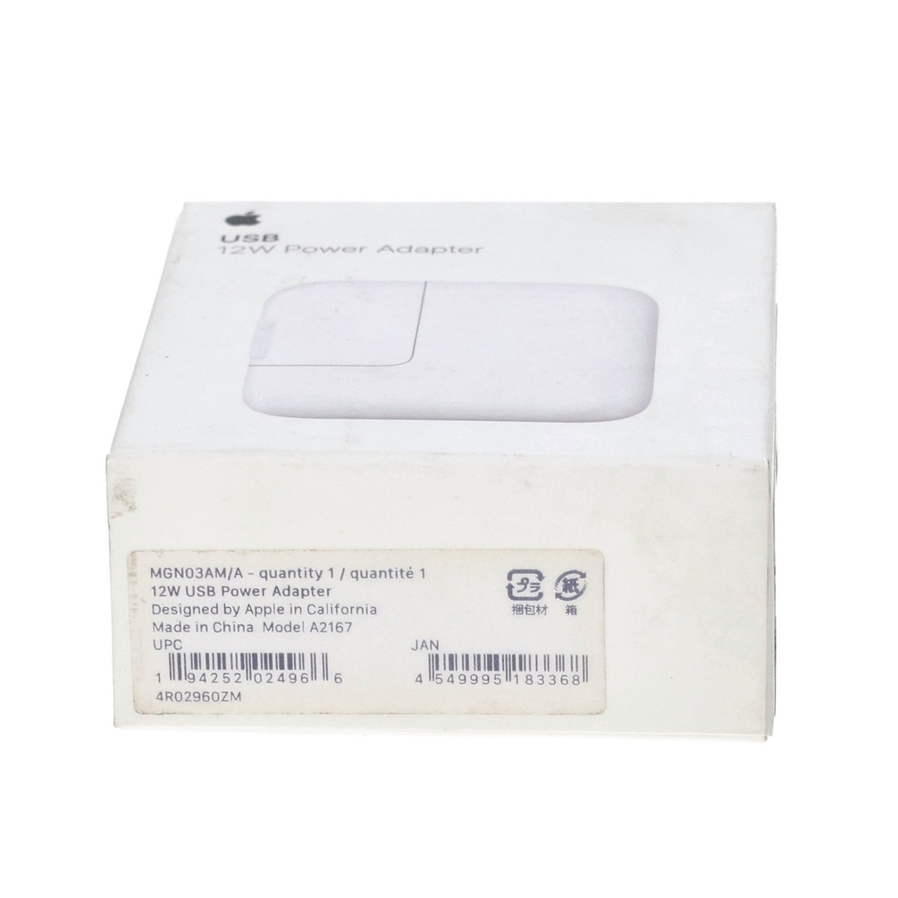 Apple USB 12W Power Adapter Genuine OEM Charger MGN03AM/A for iPhone & iPad