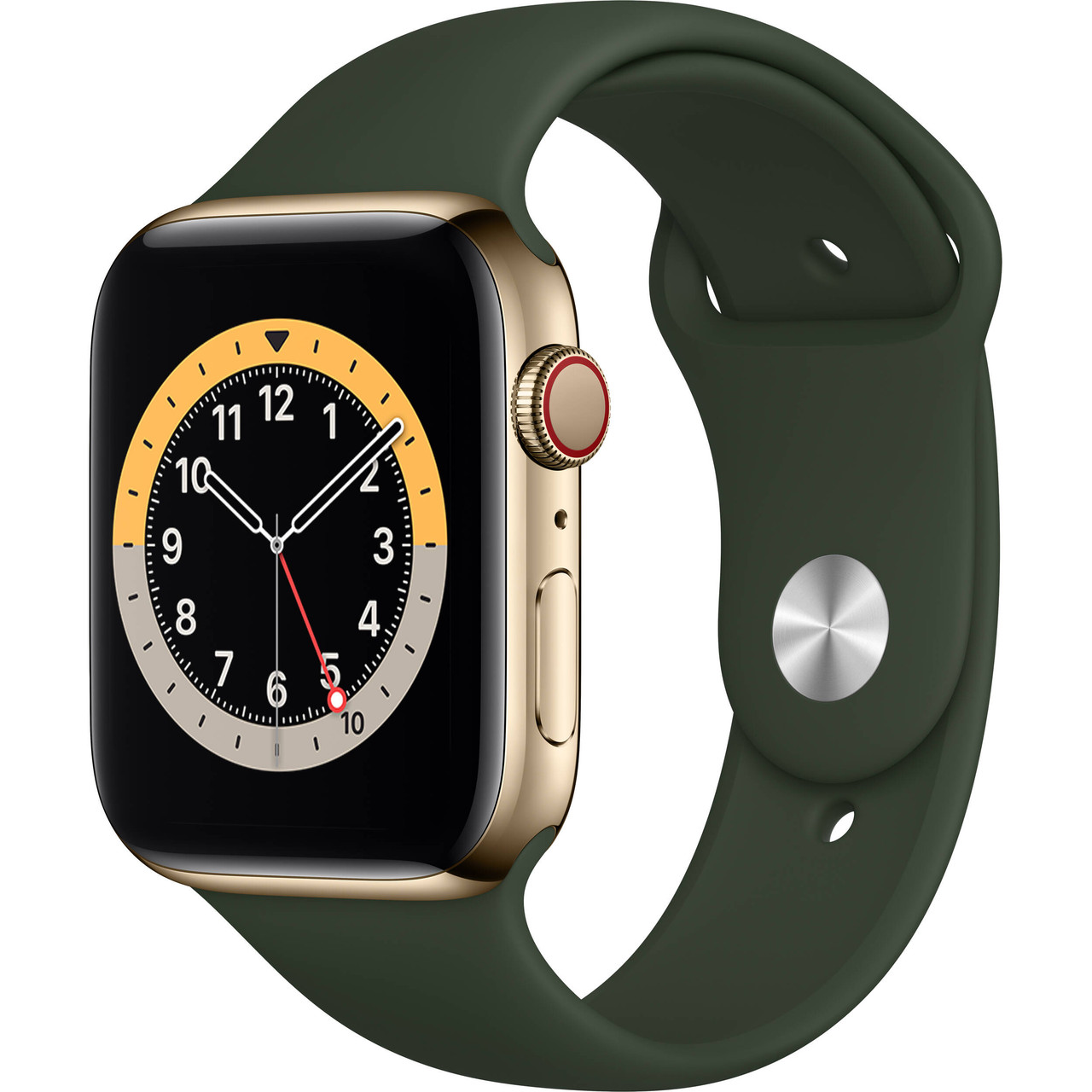 Apple Watch Series 6 (44 mm GPS + Cell) Gold SS Body Green Band - New