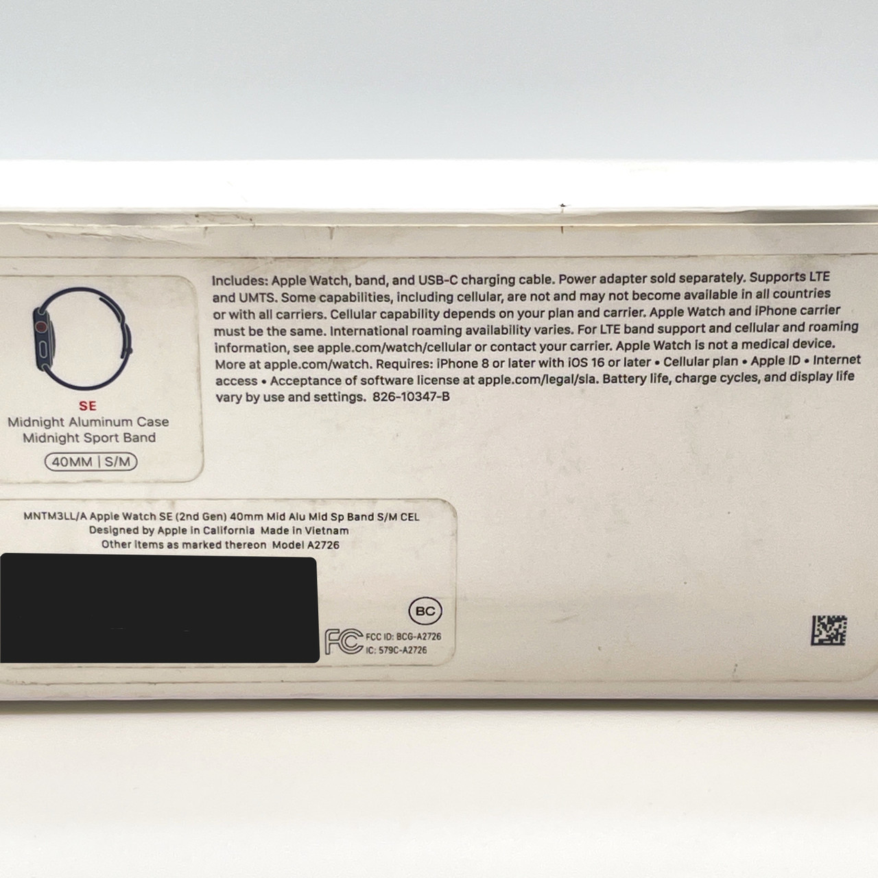 Apple Watch SE (40 mm GPS + Cell) Black AL Body Black Band - New Open Box