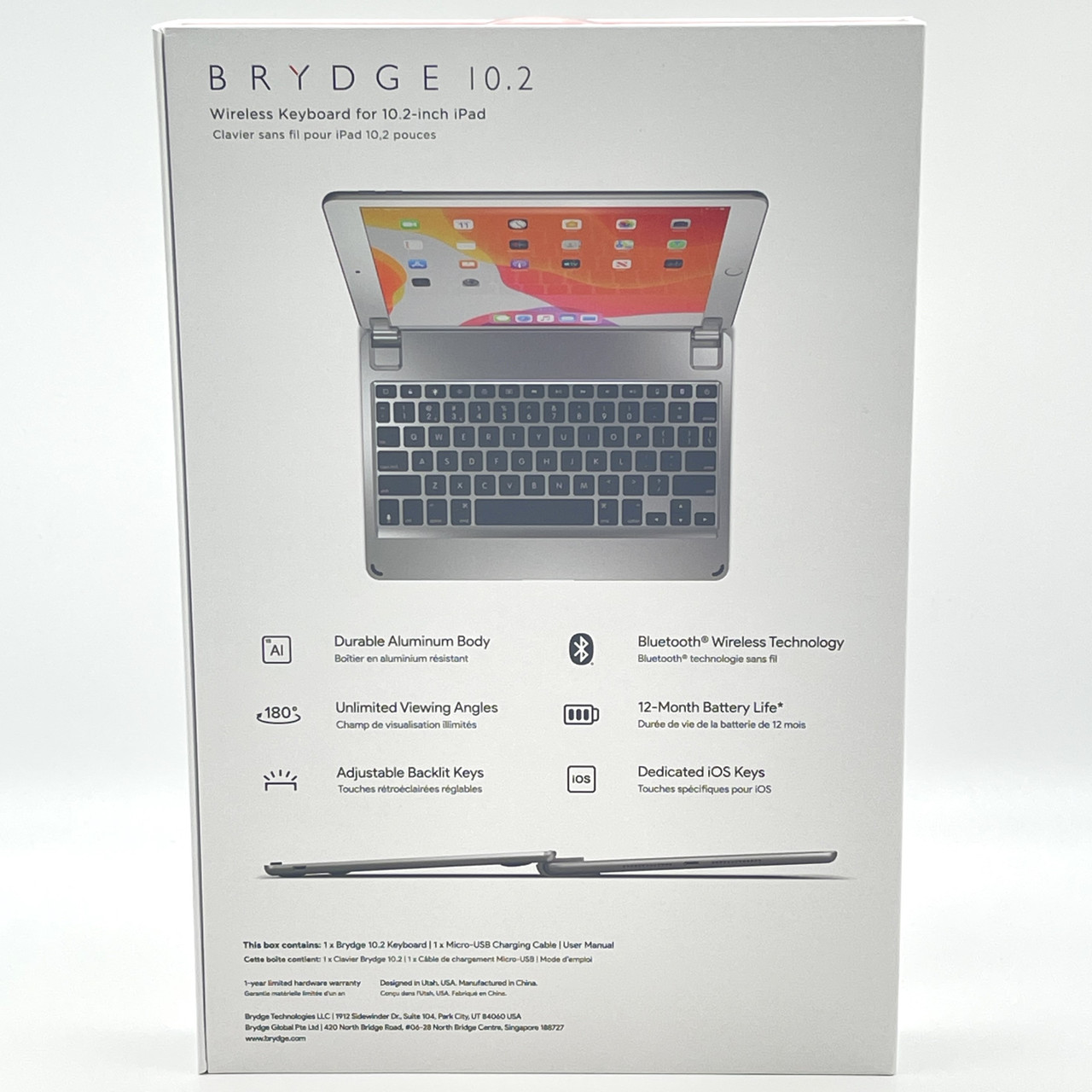 BRYDGE APPLE iPAD 10.2" WIRELESS KEYBOARD BRY80012 SILVER - NEW OPEN BOX