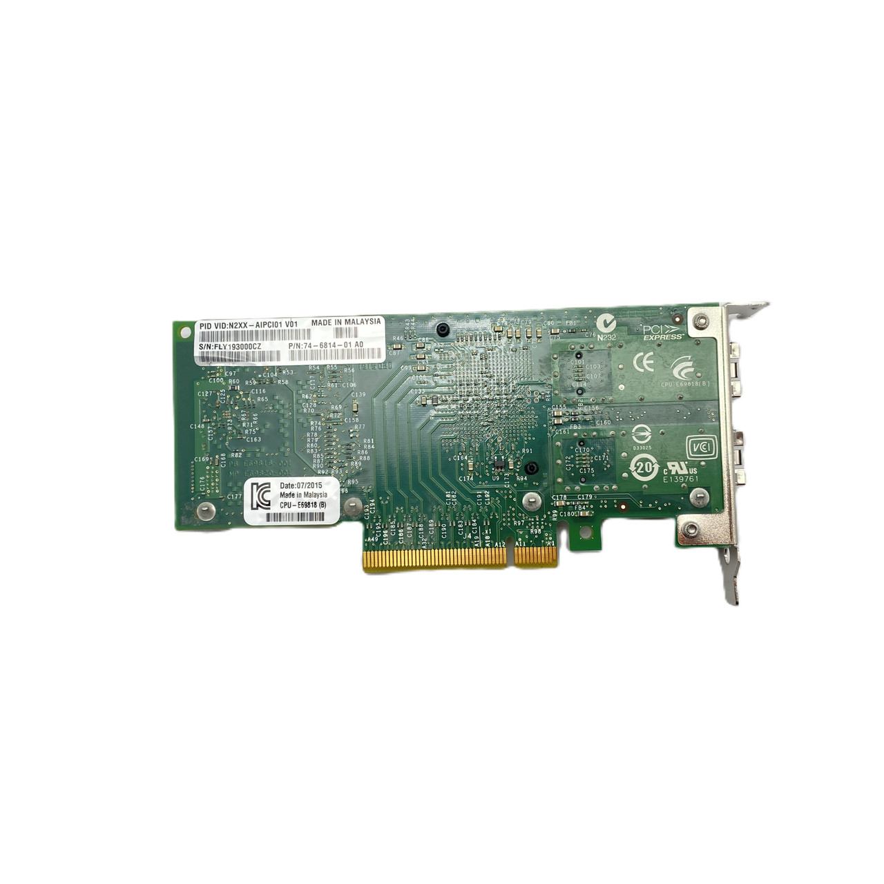 INTEL 74-6814-01-A0 CISCO N2XX-AIPCI01 V01 2 PORT 10GB SFP+ PCI ADAPTER 