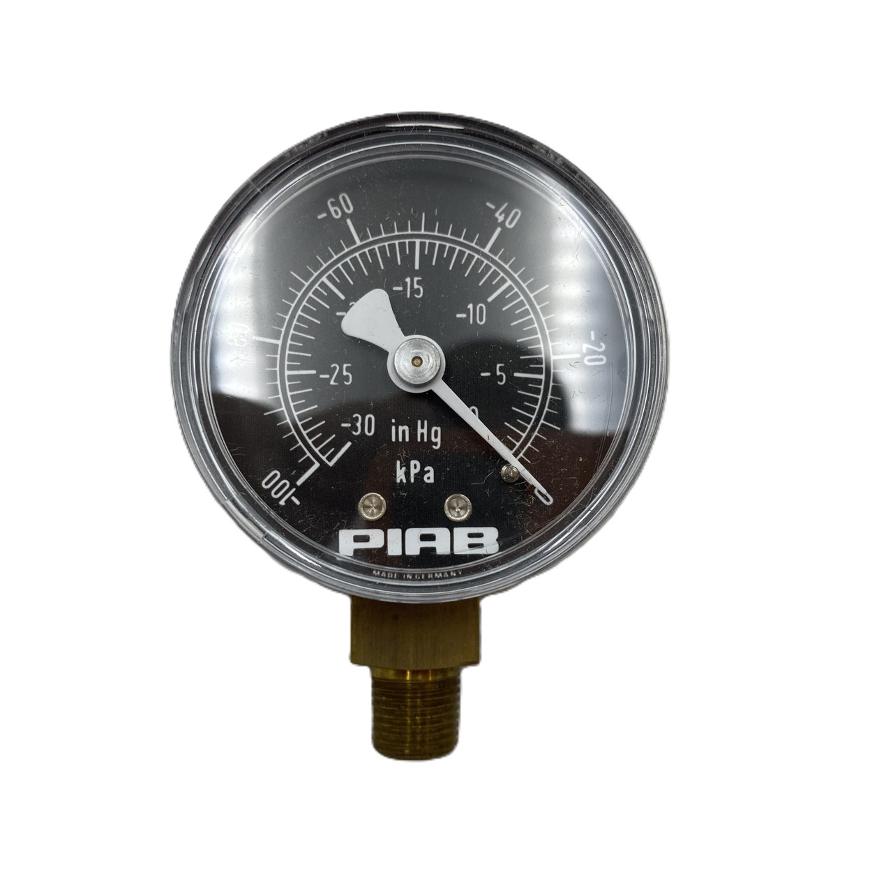 Piab 1/8" Vacuum Gauge NPT/10-32 BTM 0-100 KPA 0-30HG - New Sealed