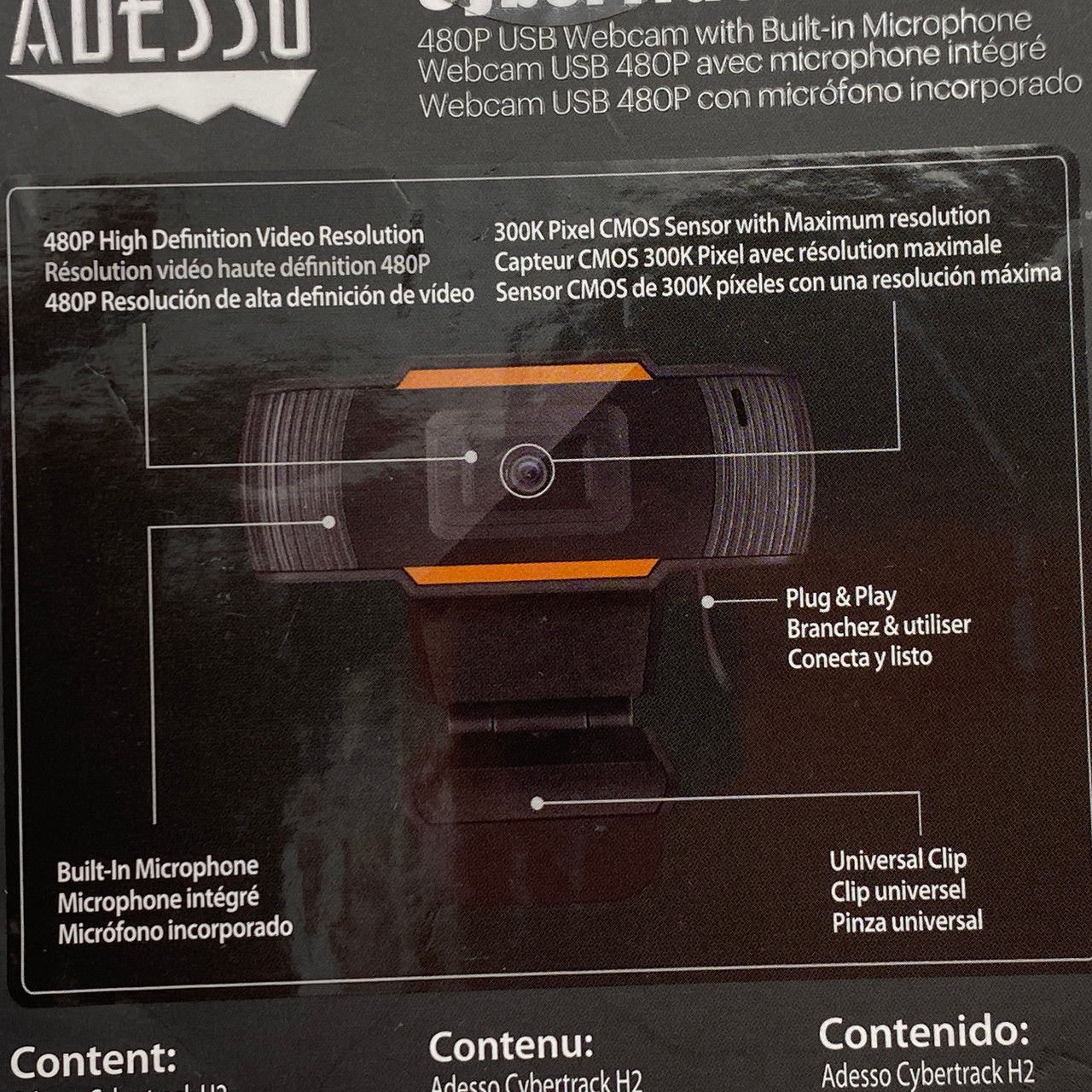 Adesso CyberTrack H2 480p USB Webcam w/ Built-In Microphone - NEW