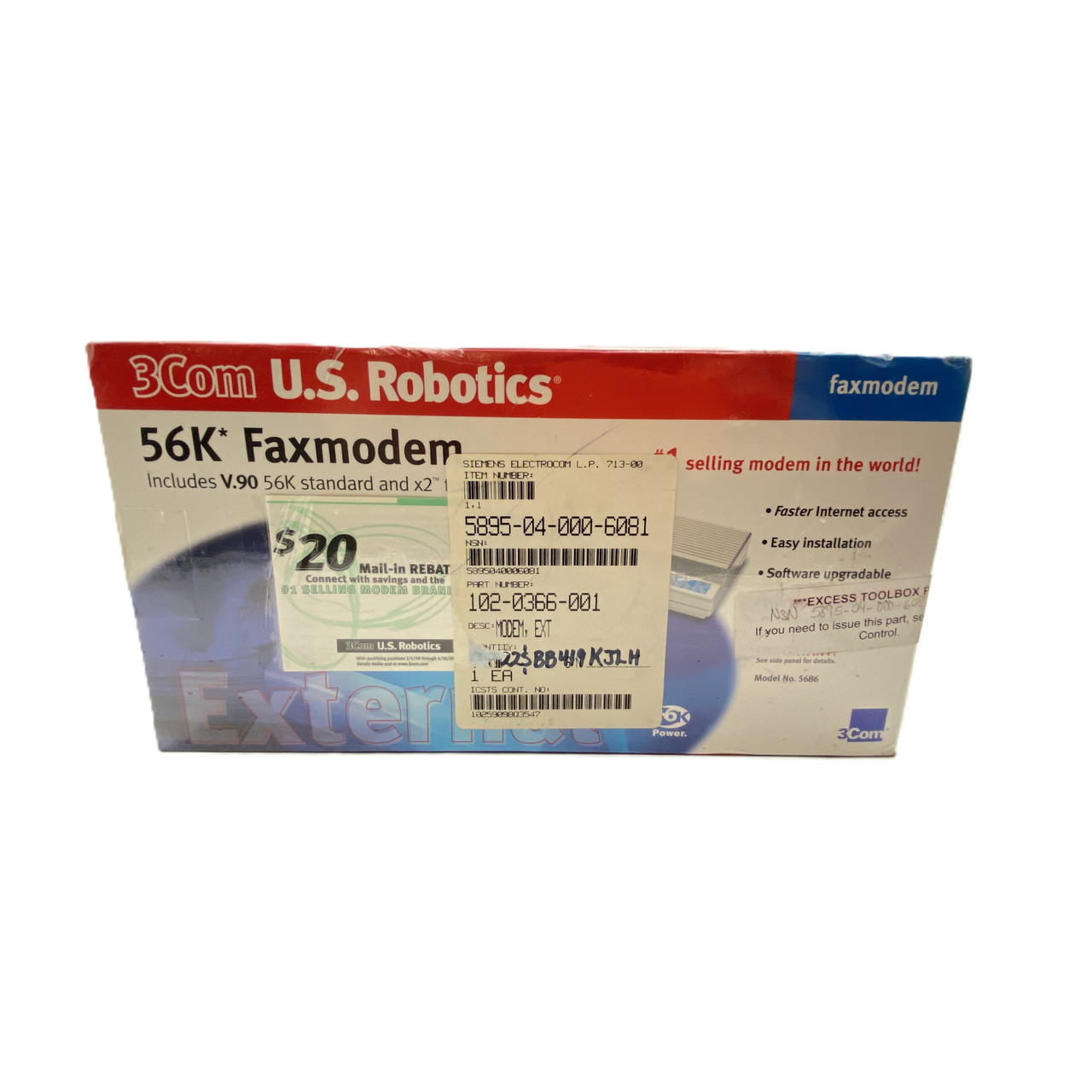 Us Robotics 5686 Vintage 56K Faxmodem  - NEW
