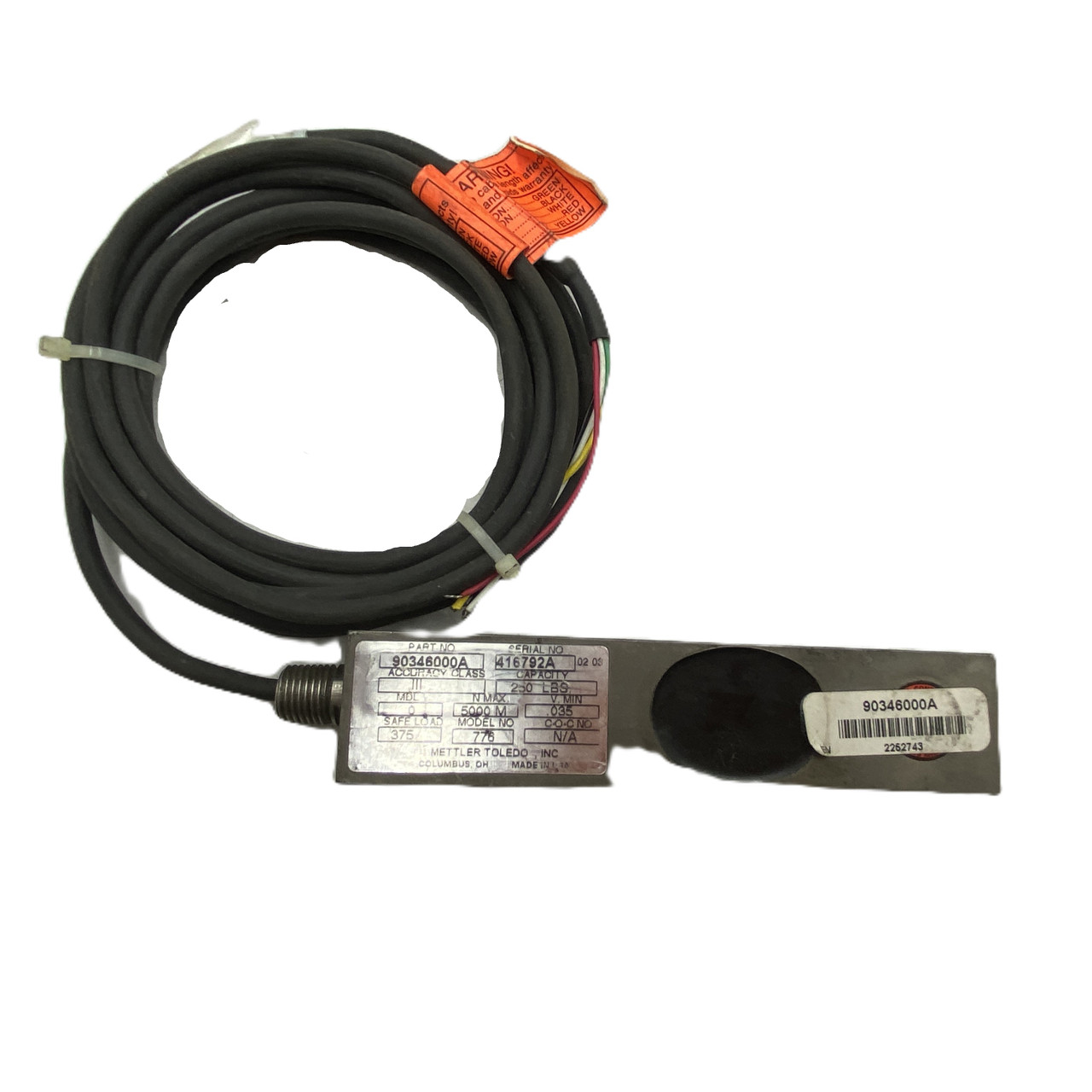 Mettler Toledo 90346000A 250 LBS Load Cell - Read