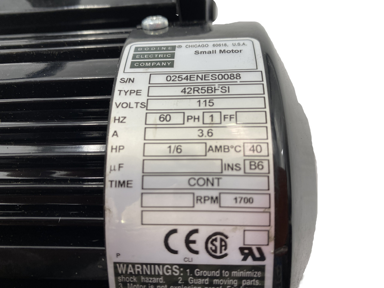 Bodine 1/6Hp AC Gearmotor 115V 1PH 1700 RPM  42R5BFSI NEW