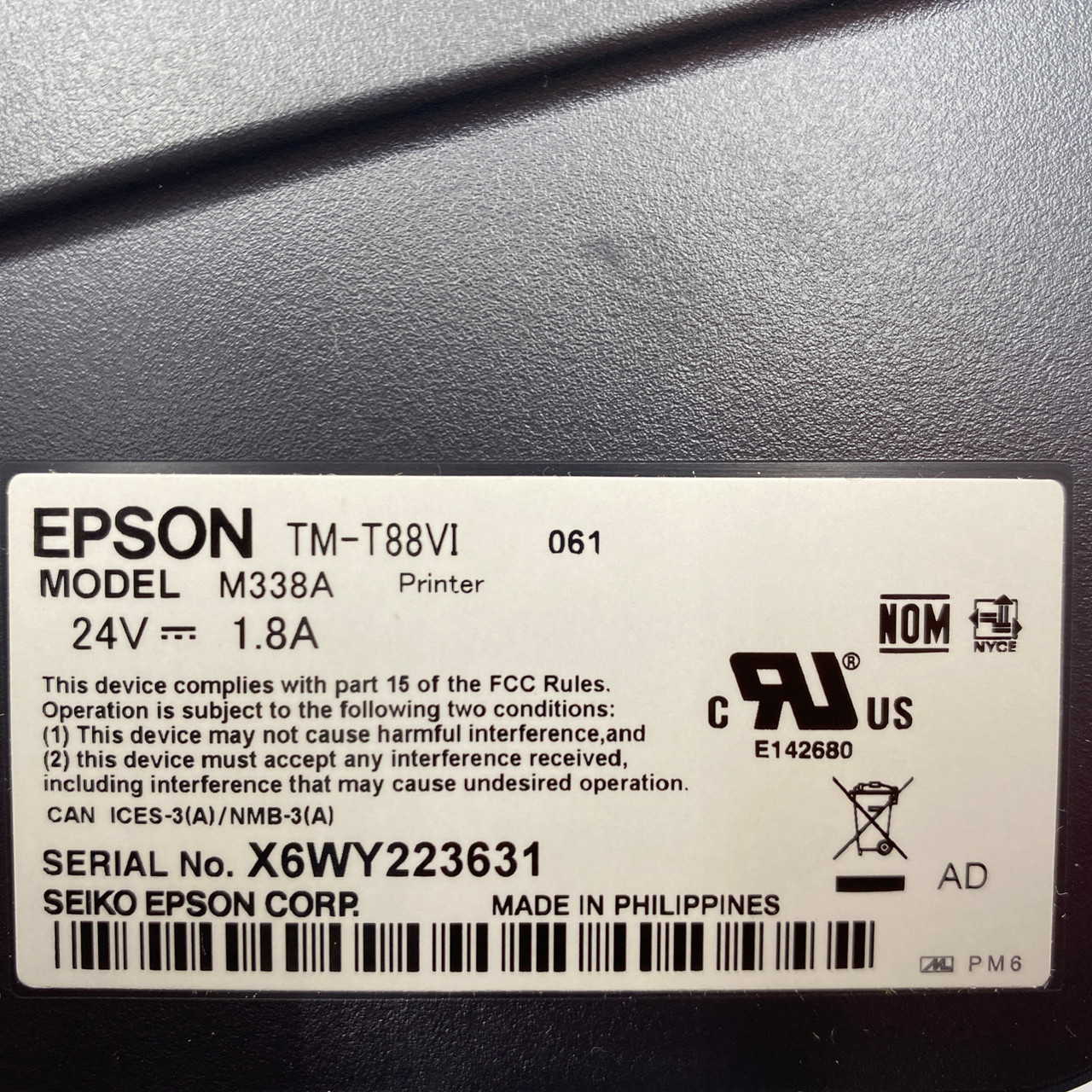 Epson TM-T88vi OmniLink Single-Station Thermal Receipt Printer - New