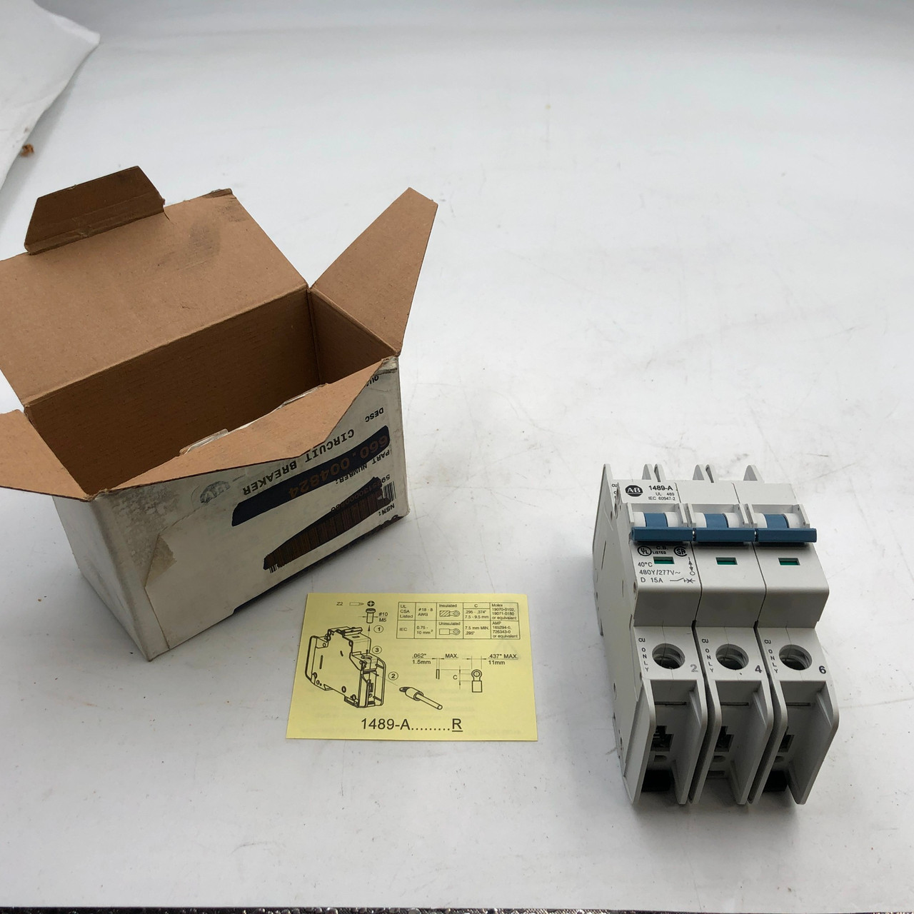Allen Bradley 1489-A3D150 Circuit Breaker 3-Pole 15A 480Y/277V New QTY 5