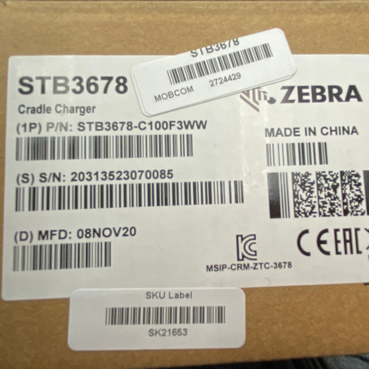 Zebra STB3678 DS3678 Scanner Bluetooth Charging Cradle Base - New Open Box