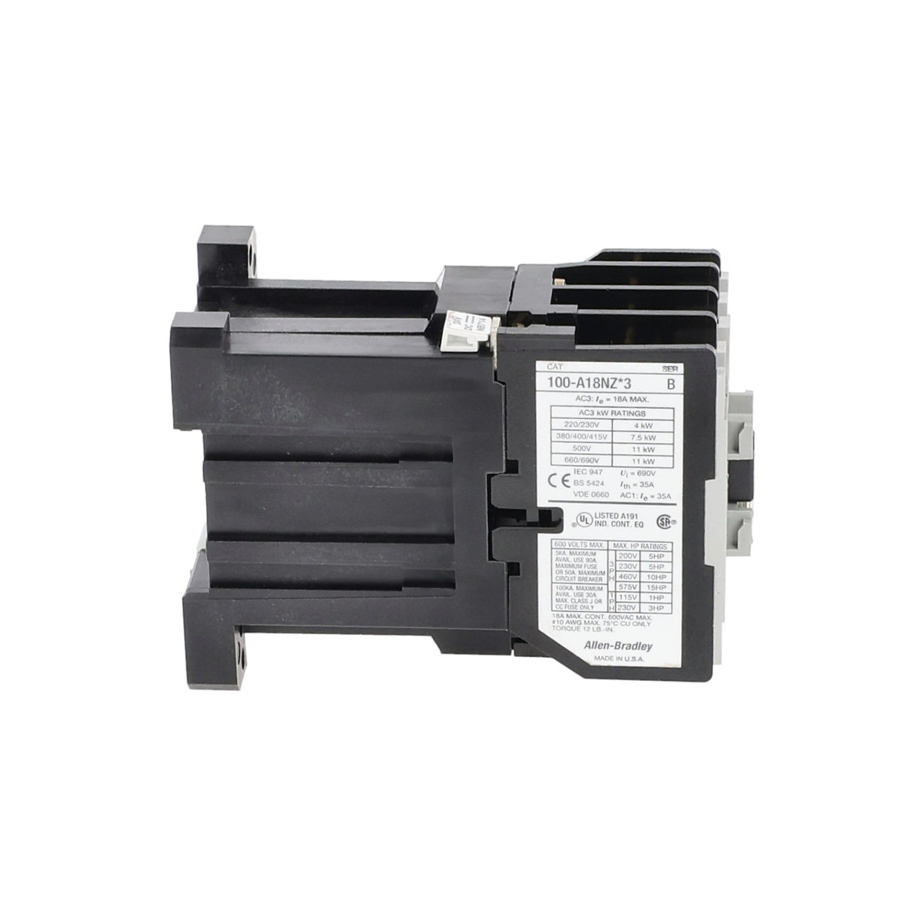 Allen Bradley 100-A18NZ243 Contactor 18A 24VDC 4-Pole Series B - New