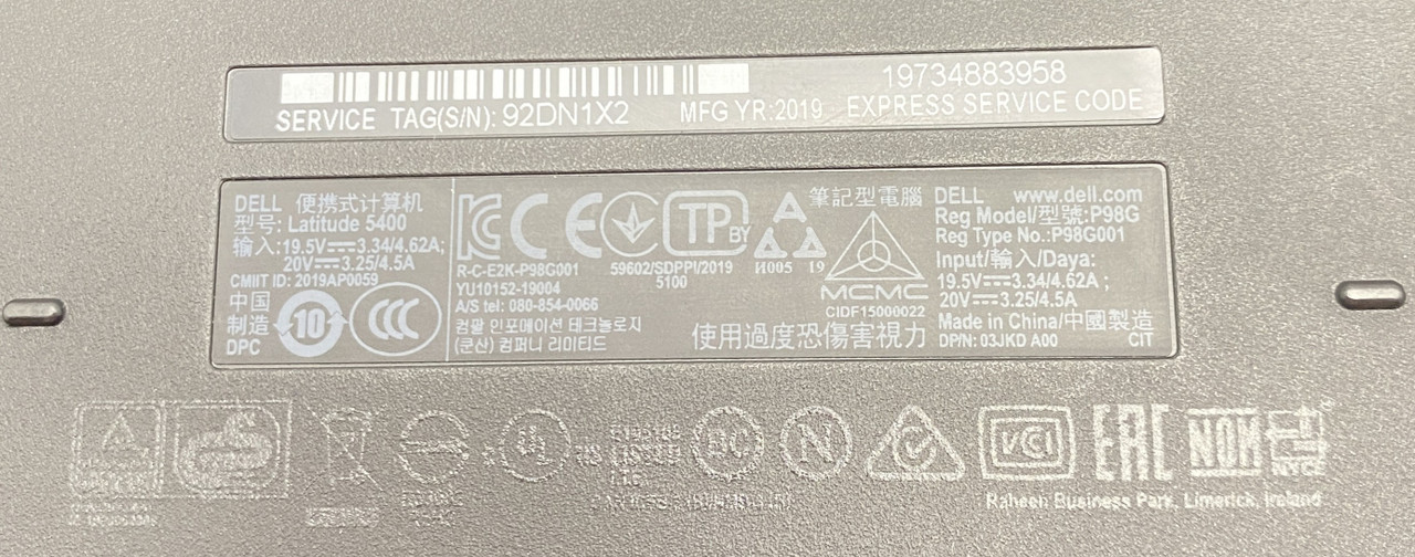 Dell 13.9" Latitude 5400 Laptop i5-8265U 4GB 256GB NVMe Grade B