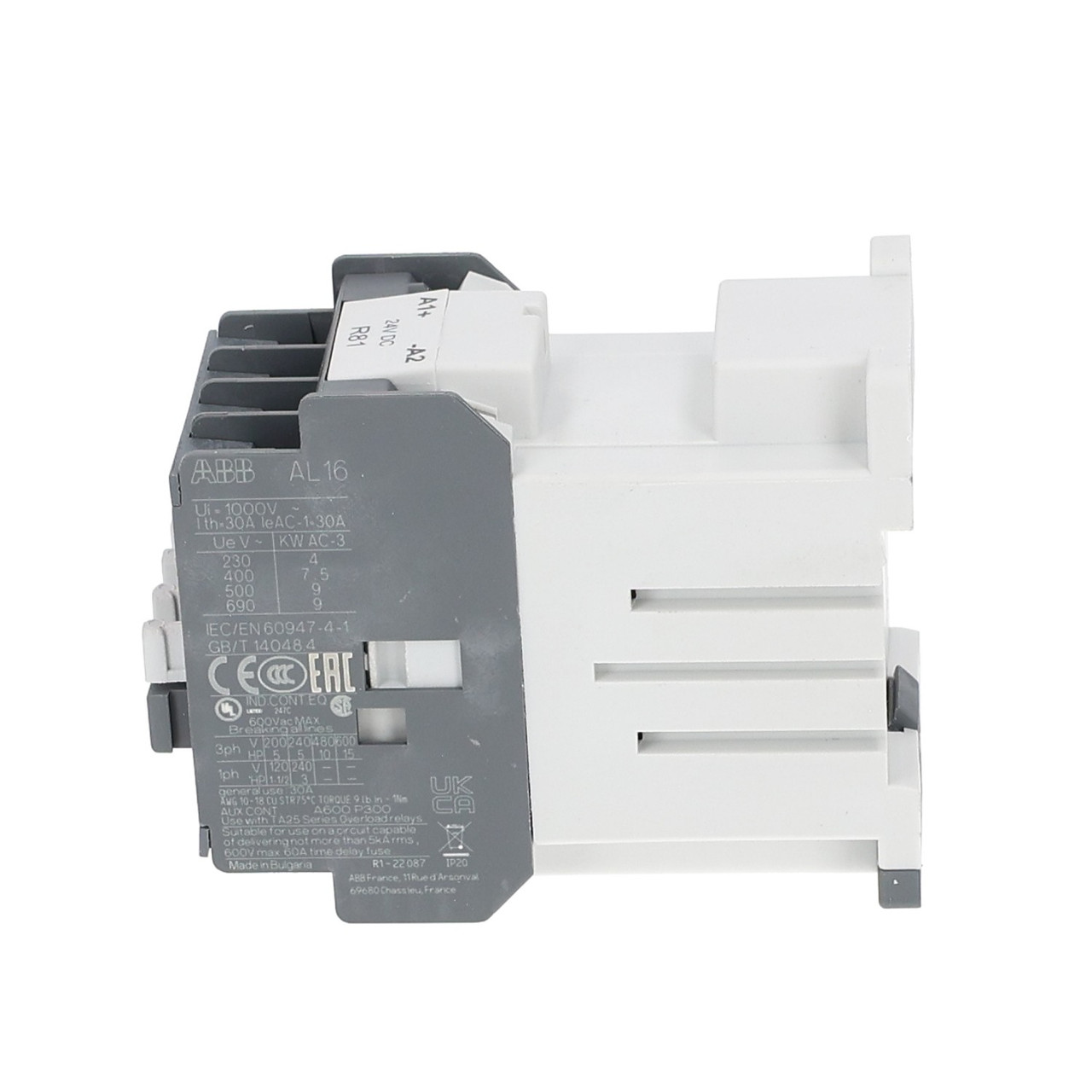ABB AL16-30-01 Contactor 24V DC 3 Pole 1 Auxiliary Industrial Control Unit - New