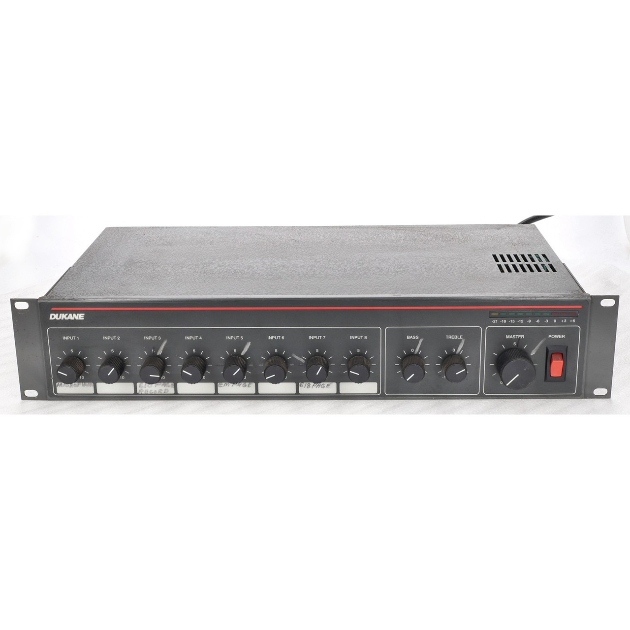 Dukane 2A96 Mixer Preamplifier 8 Input Rack Mount Audio Control Unit