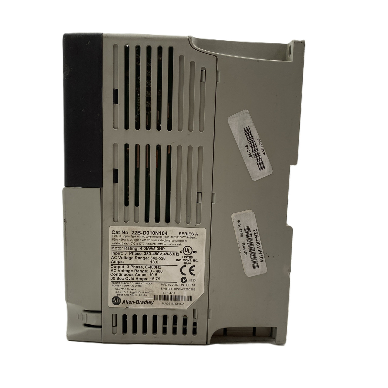 Allen Bradley 22B-D010N104 PowerFlex 40 AC Drive 5HP 480V 3 Phase VFD