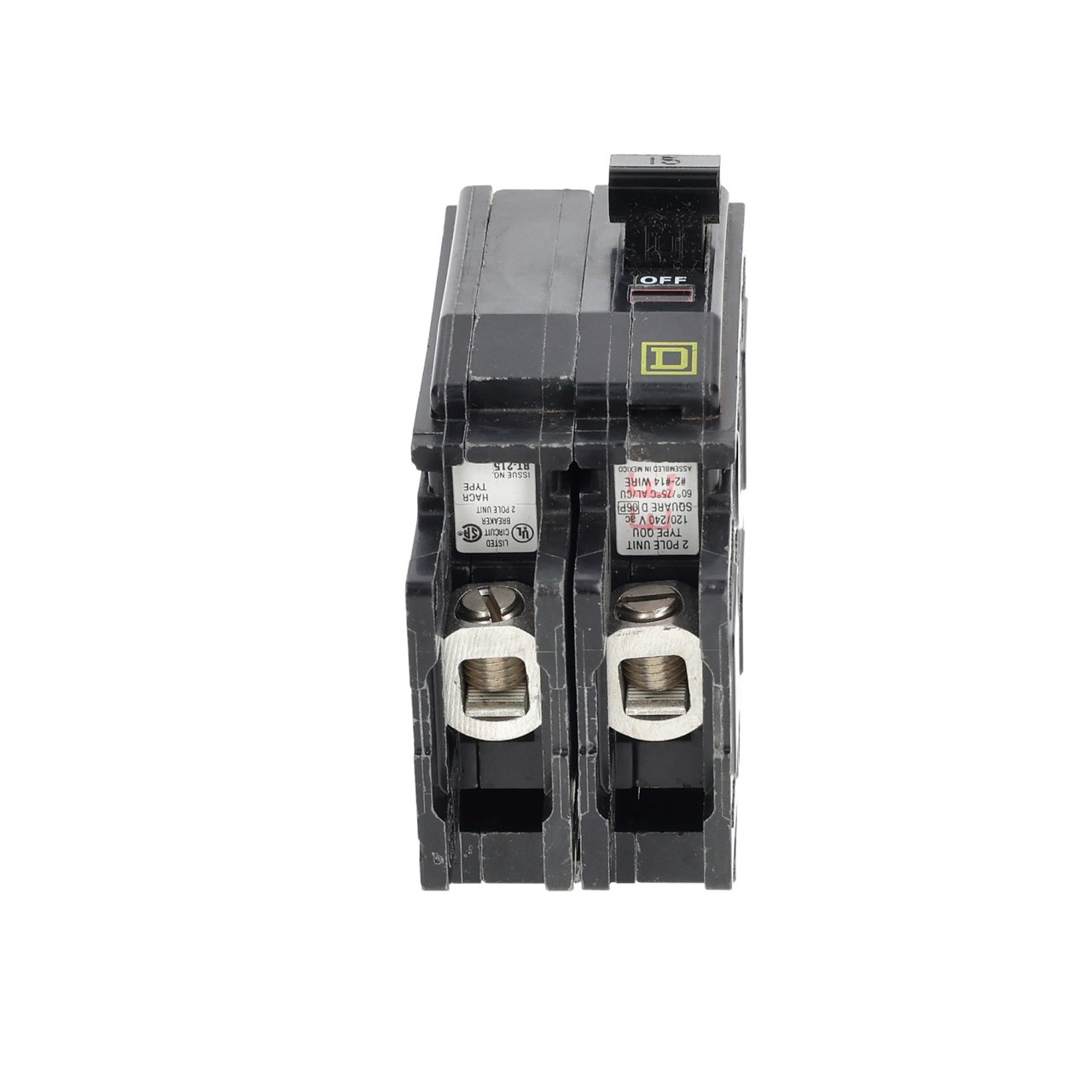 Square D QOU215 Circuit Breaker 15A 2 Pole 120 240V Thermal Magnetic