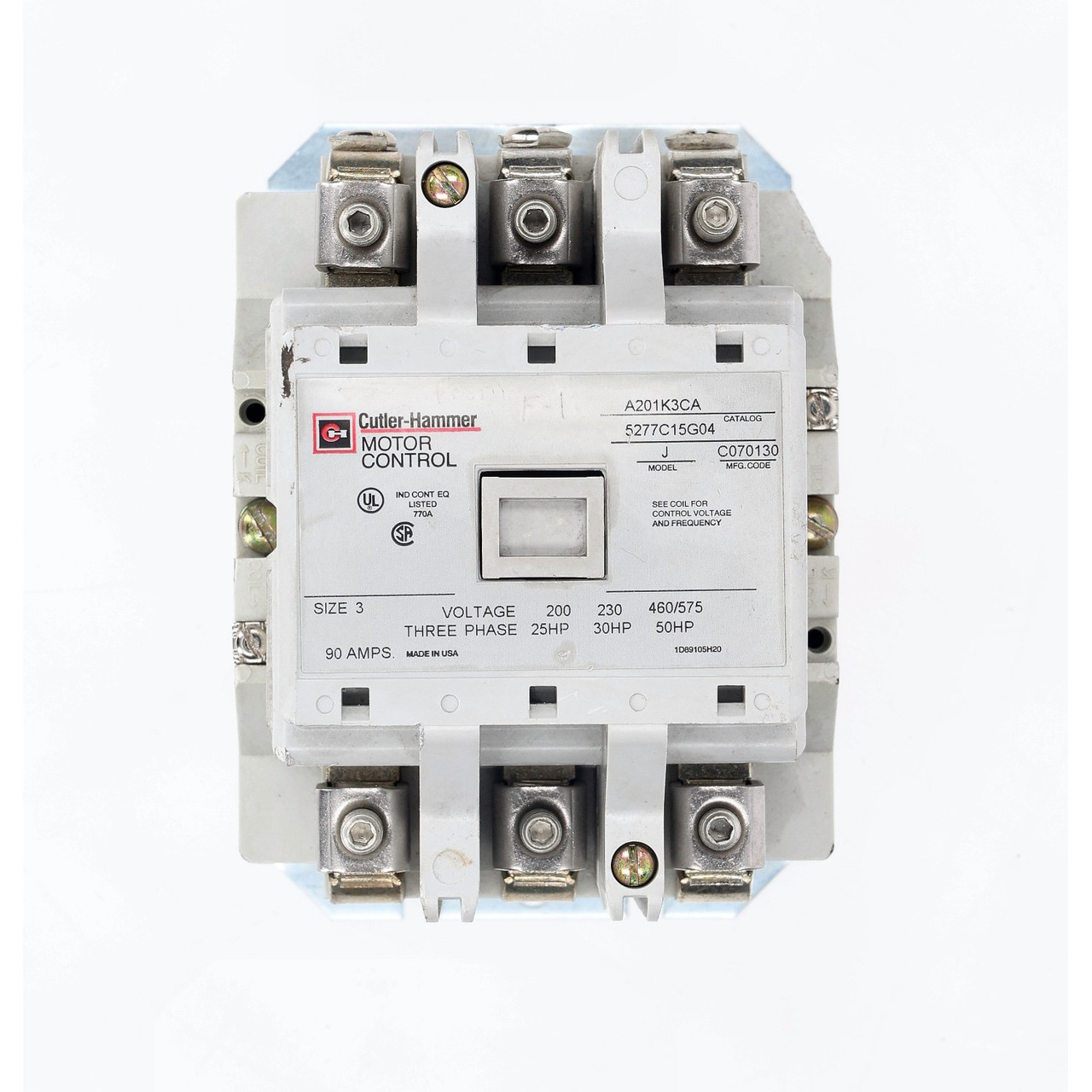 Cutler Hammer A201K3CA Contactor 90A 120V Coil 3 Phase NEMA Size 3 Motor Starter