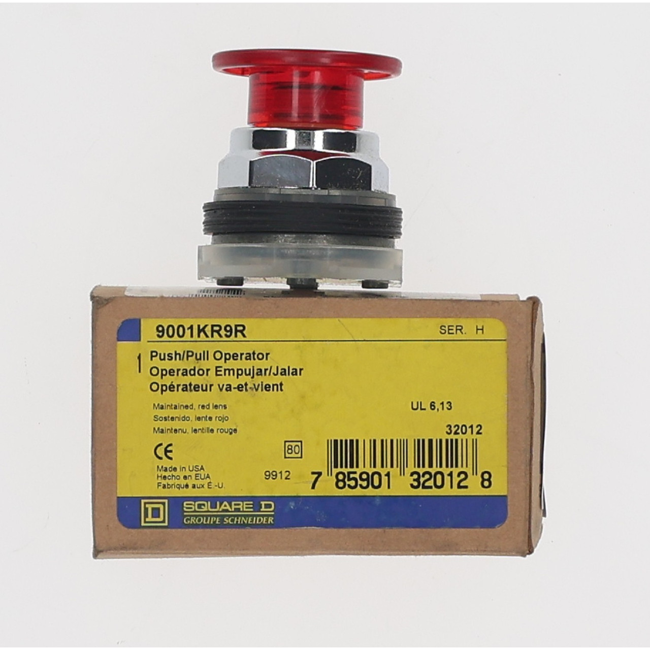 Square D 9001KR9R Push Pull Operator 30mm Red Mushroom Head NEMA IP66