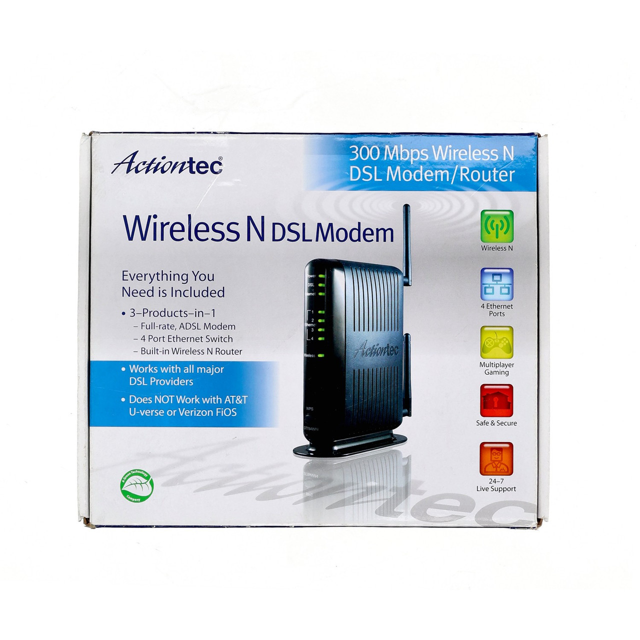Actiontec GT784WN-01 ADSL2 Plus Modem Router Wireless N 300Mbps 4 Port 
