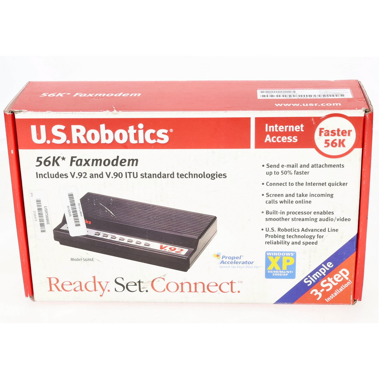 US Robotics USR5686E 56K External Serial Fax Modem V92 V90 Data Voice