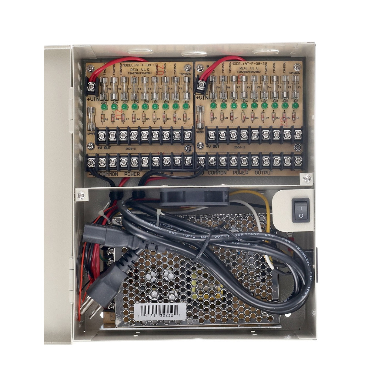 Lts AT1215A-D10 12V DC 9-Channel CCTV Power Supply Box