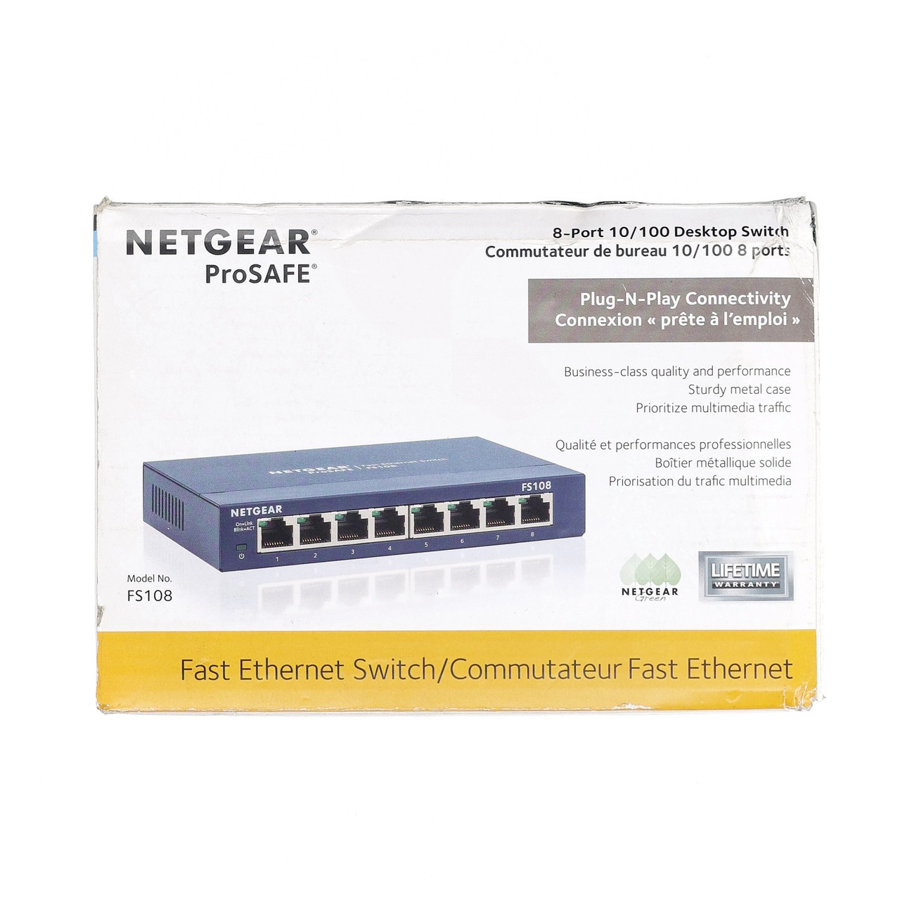 Netgear FS108  8 Port Fast Ethernet Switch 10/100 Mbps Network Hub Metal Case
