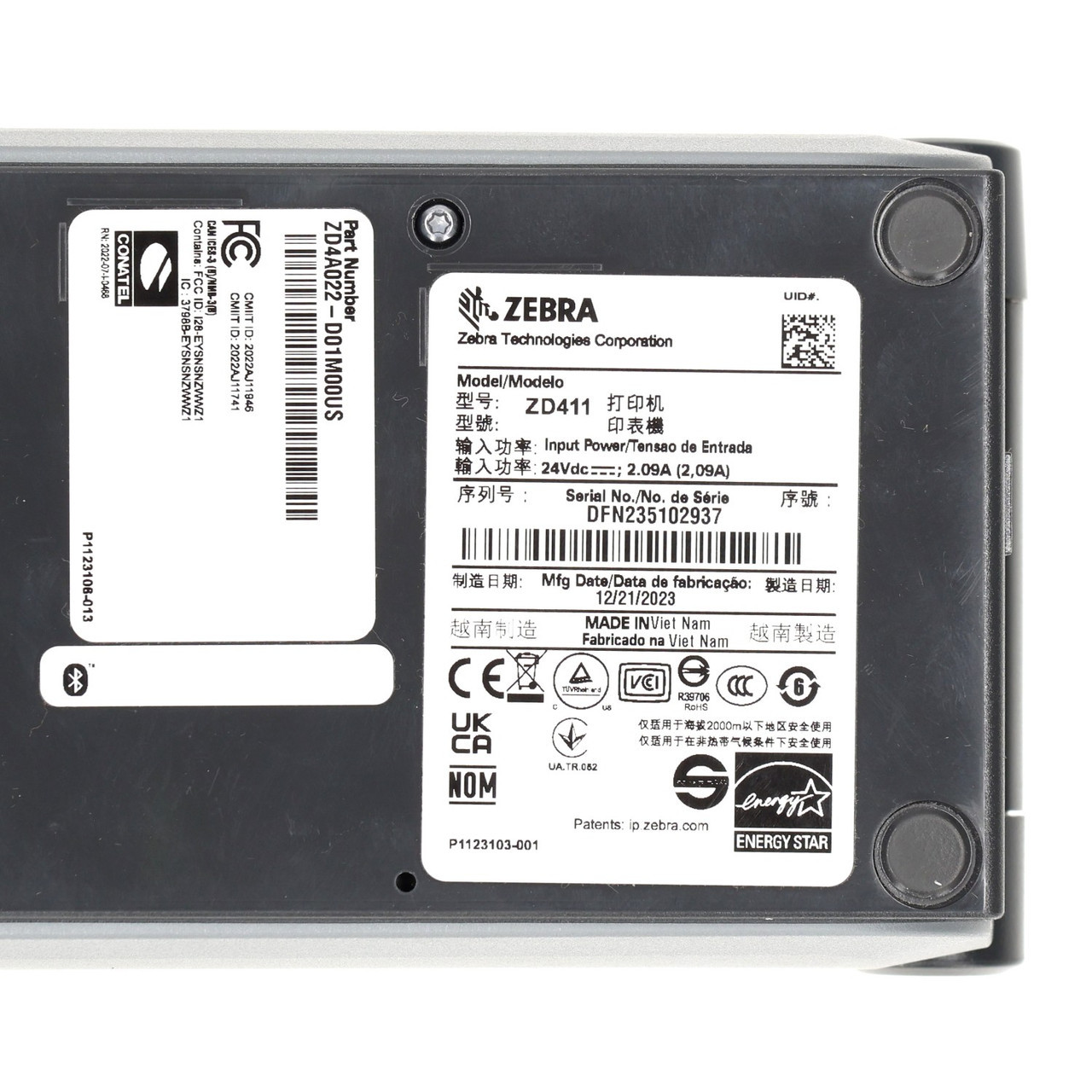 Zebra ZD411 Thermal Printer Desktop Bluetooth ZD4A022-D01M00US Unit Only QTY 5