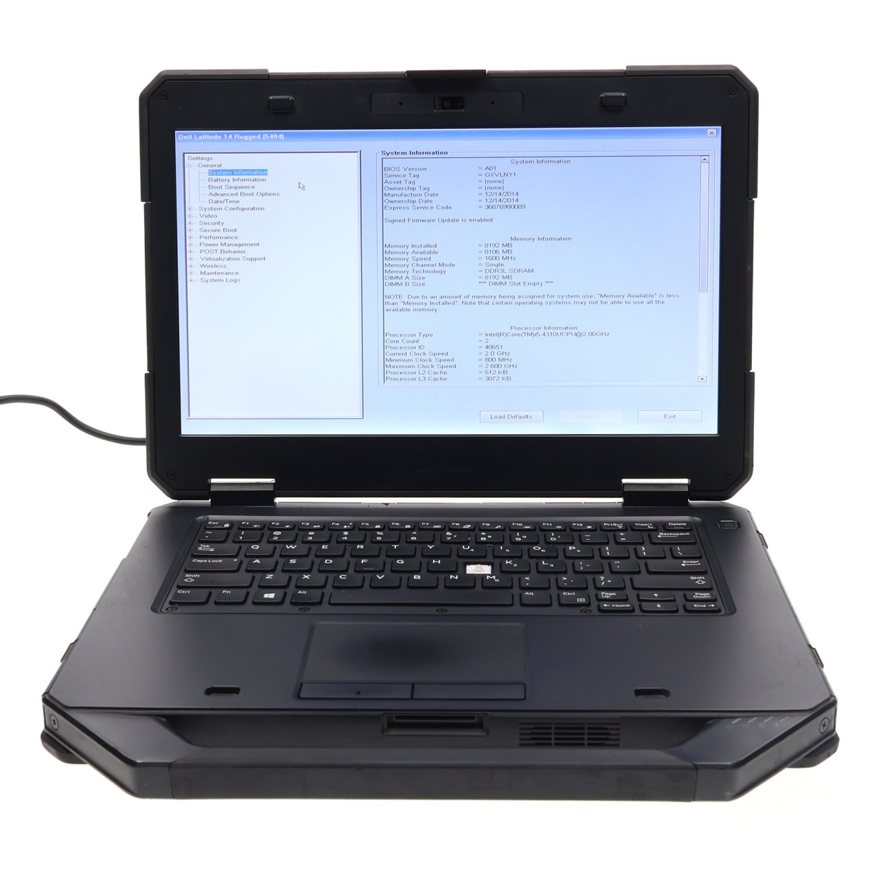 Dell Latitude 5404 Rugged i5-4310U 8GB Ram No HDD Defect: BF/KB/PC
