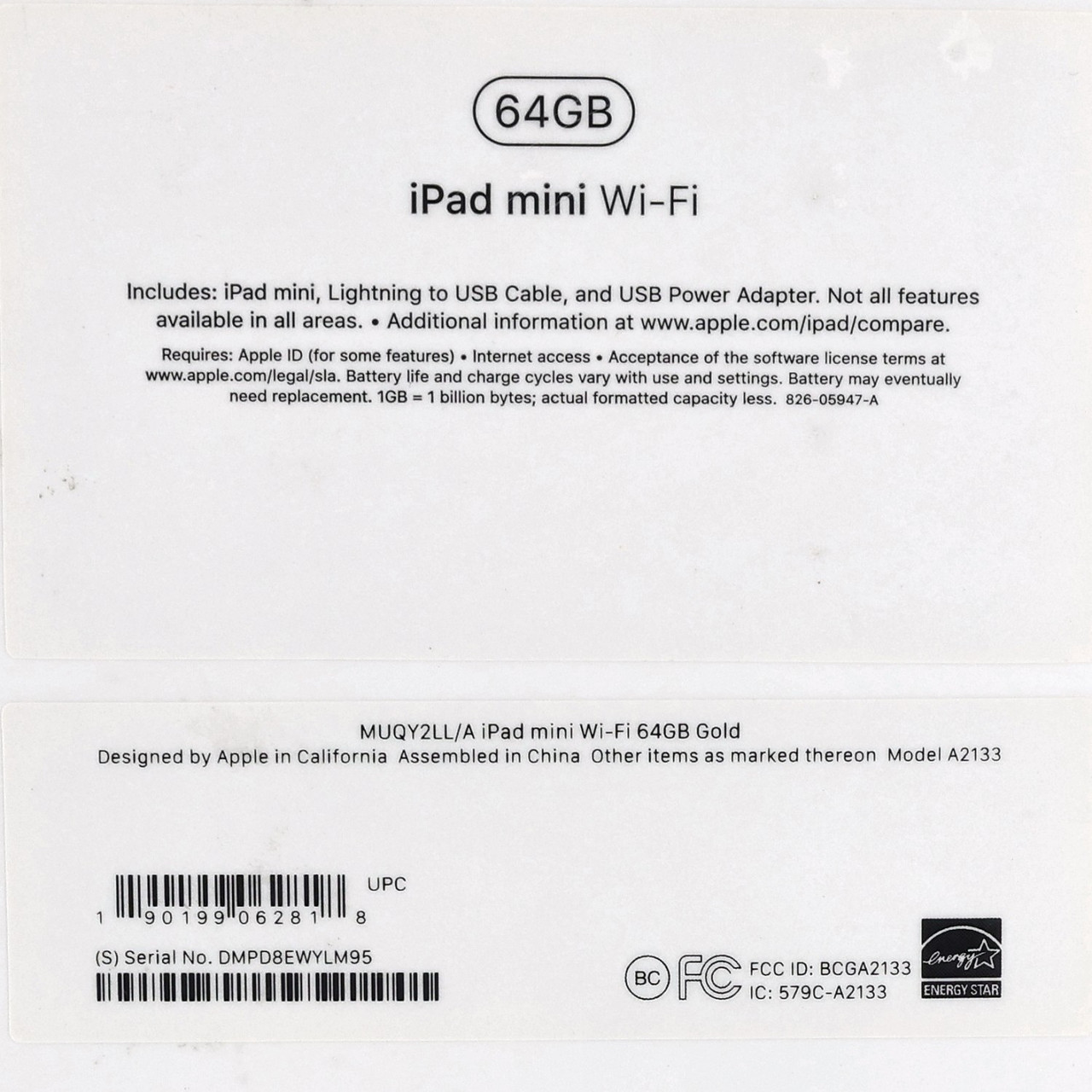 Apple iPad mini 5th Gen 2019 7.9" A2133 Wi-Fi Only 64GB Gold New Sealed