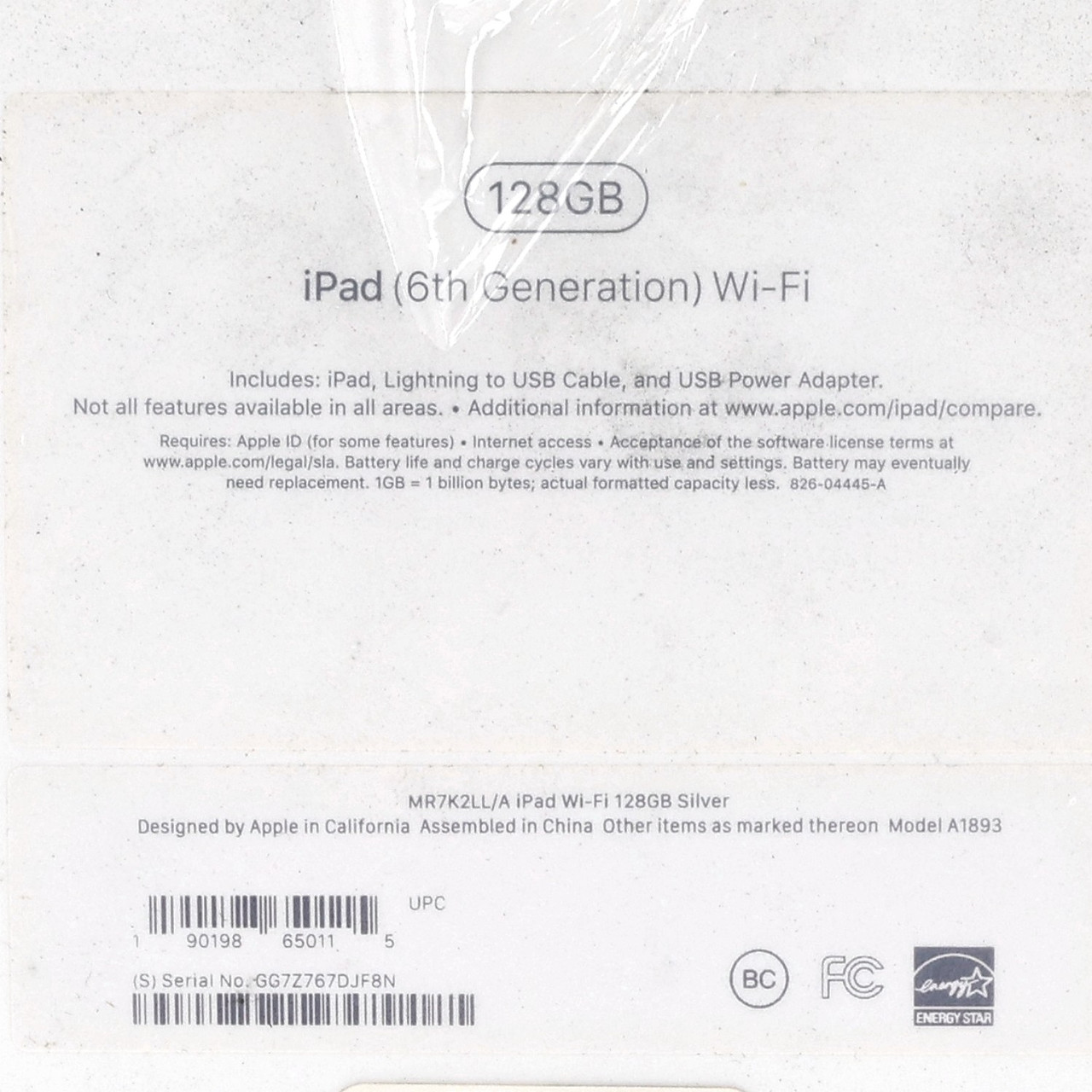 Apple iPad 6th Gen 2018 9.7" A1893 Wi-Fi Only 128GB Silver New Sealed