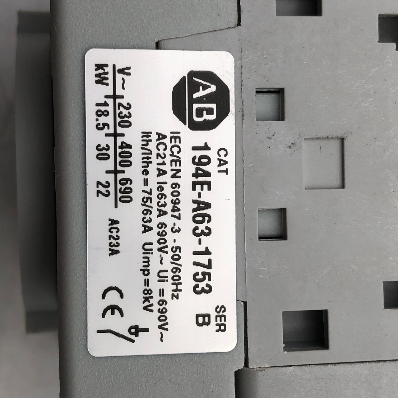 ALLEN BRADLEY 194E-A63-1753 LOAD SWITCH BASE MOUNT - NEW