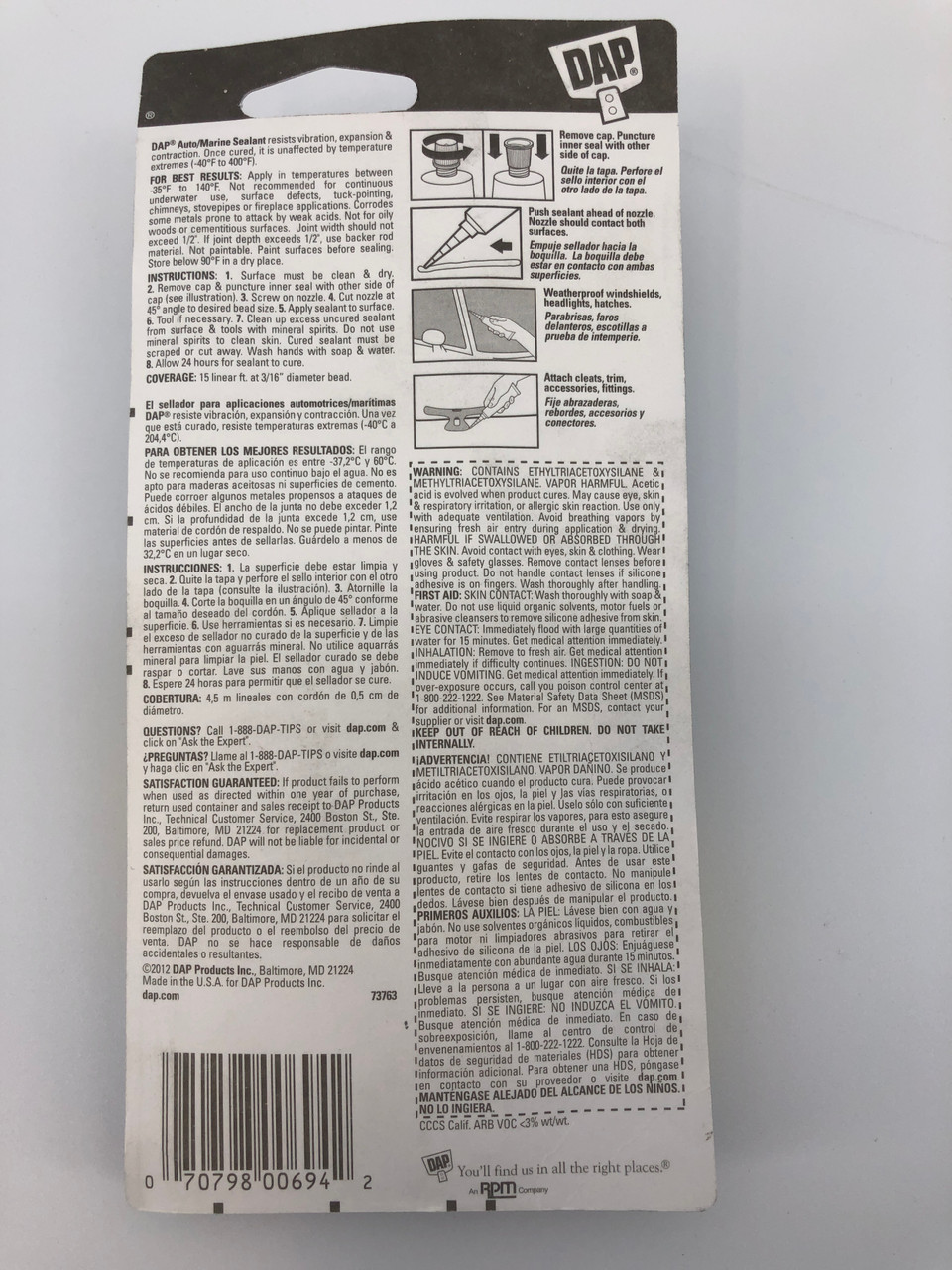 DAP SILICONE SEALANT 2.8 FL OZ AUTO/ MARINE RTV WATERPROOF QTY 12 NEW