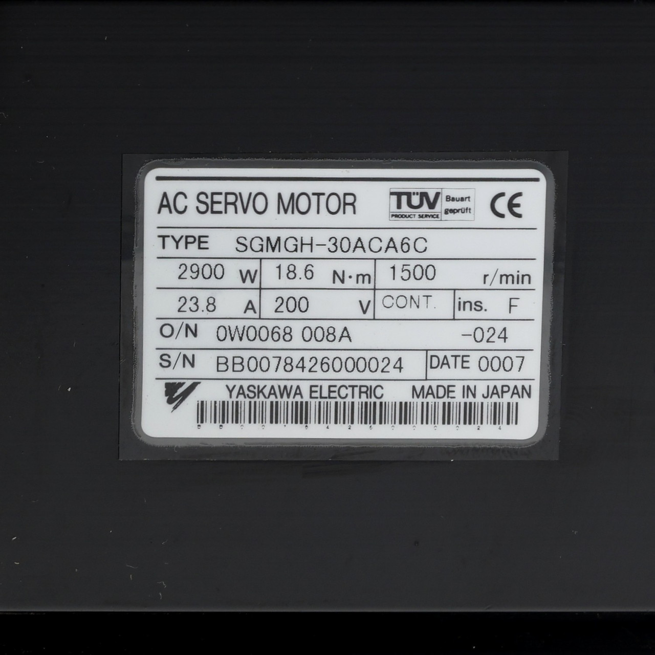 Yaskawa AC Servo Motor 200 VAC SGMGH-30ACA6C New