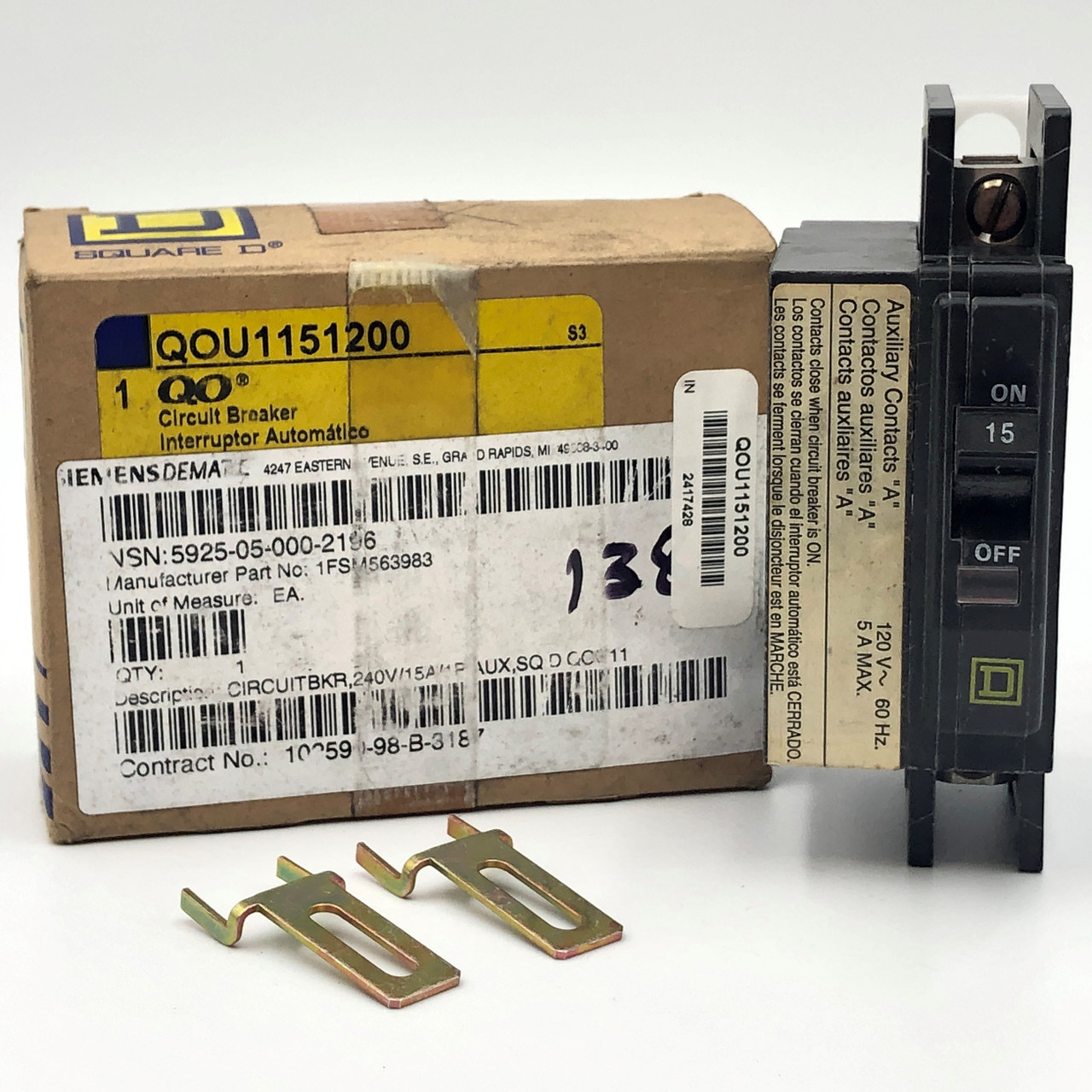 SQUARE D QOU1151200 SINGLE POLE 15A 120-240V CIRCUIT BREAKER - NEW