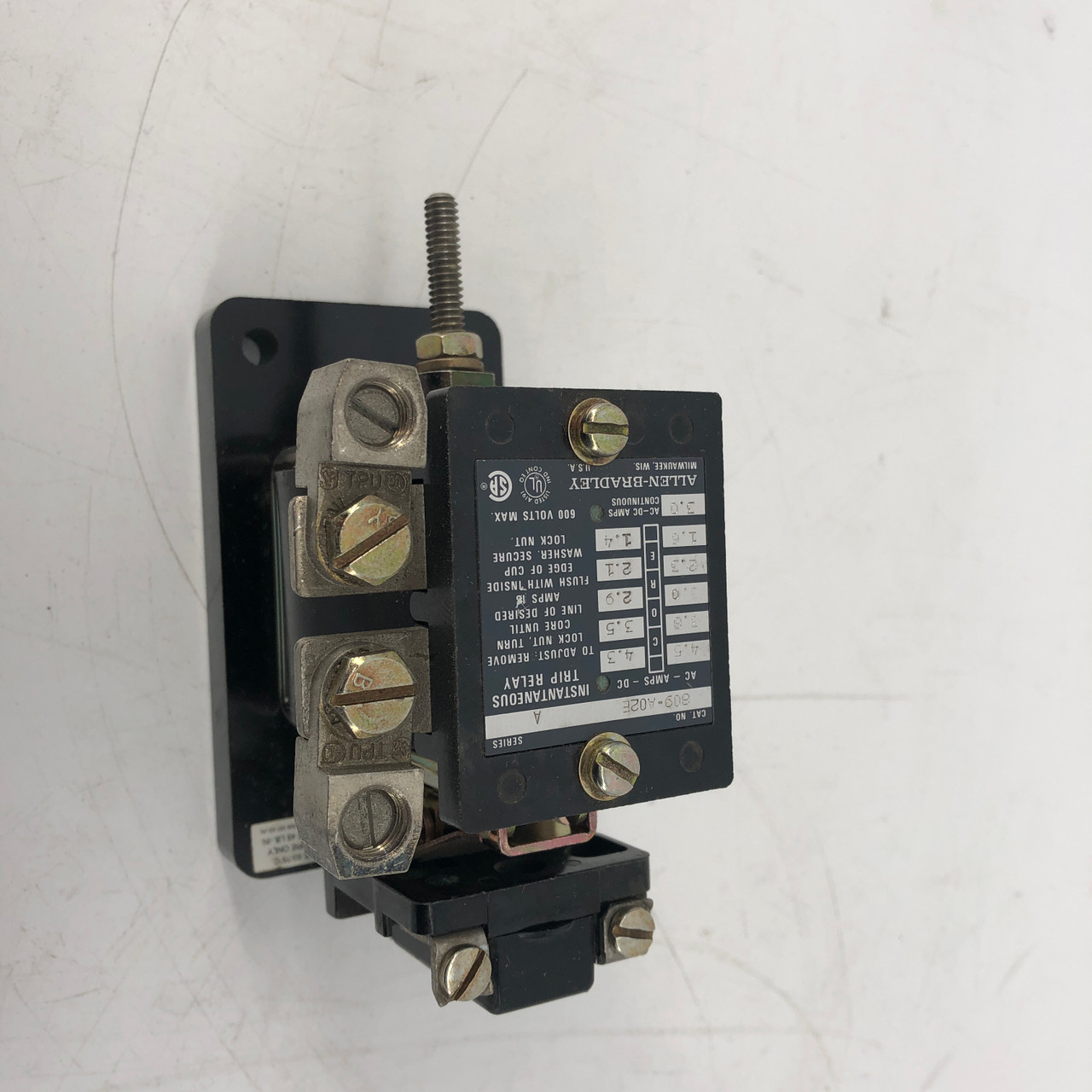 ALLENBRADLEY 809A02E INSTANTANEOUS CURRENT TRIP RELAY RE UP STOCK