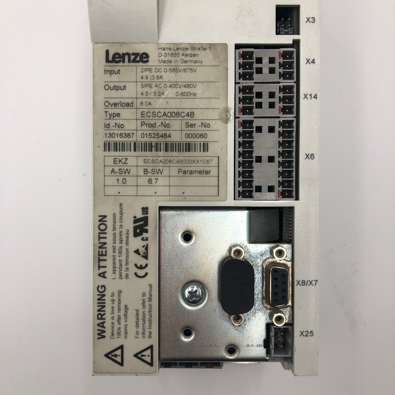 LENZE ECSCA008C4B SERVO POWER SUPPLY