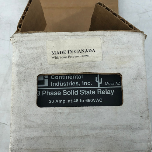 Continental RSDA-660-30-3D1 30A 3-Phase 660V Solid State Relay NEW