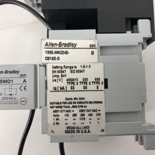 ALLEN BRADLEY 190E-MNZ242-CB16D COMBINATION CONTACTOR STARTER W/ 199-MSMD1