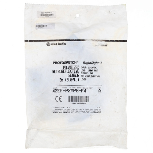Allen Bradley 42EF-P2MPB-F4 SER A Polarized RetroReflective Sensor  3M  New