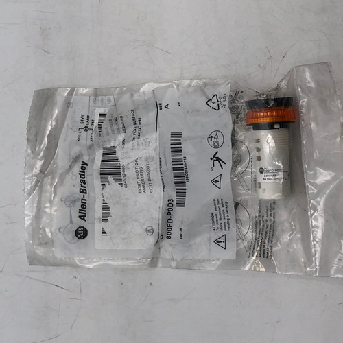Allen-Bradley 800FD-P0D3 30mm Orange 120V 6A Pilot Light NEW