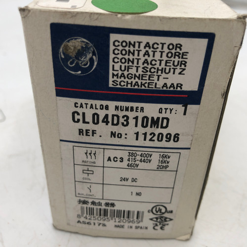 General Electric CL04D310MD Contactor 3-Pole 25A 24V DC  NEW
