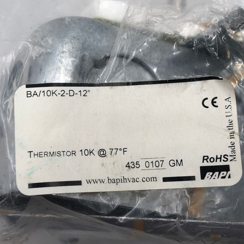 BAPI BA/10K-2-D-12" DUCT TEMPERATUR SENSOR THERMISTOR 10K - NEW