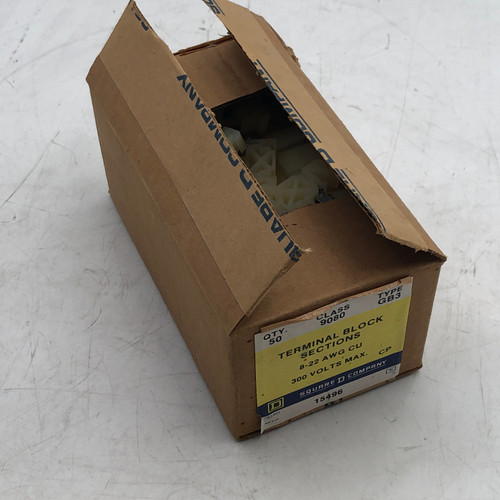 SQUARE D 9080GB3 8-22 AWG 300V (TERMINAL BLOCK SECTIONS) 50 PACK - NEW
