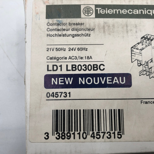 TELEMECANIQUE LD1LB030BC 21/24VAC 50/60Hz 18A CONTACTOR BREAKER  045731 - NEW