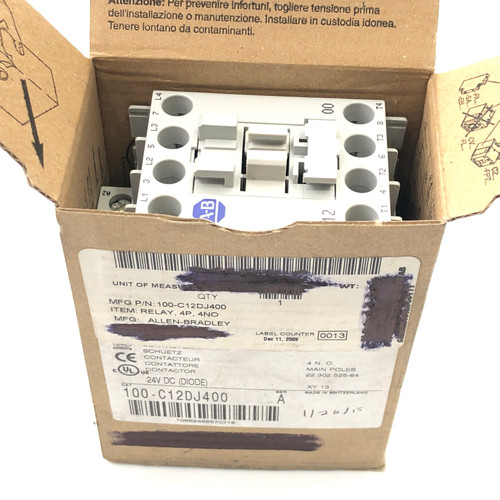 ALLEN BRADLEY 100-C12DJ400  Contactor 3-Pole 12A 110-120V AC - NEW