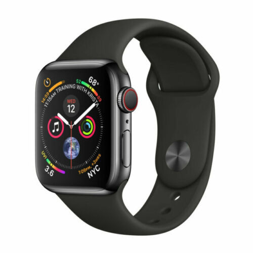 Apple Watch Series 6 44mm GPS+Cellular Gray SS Body Black Band - New Open Box